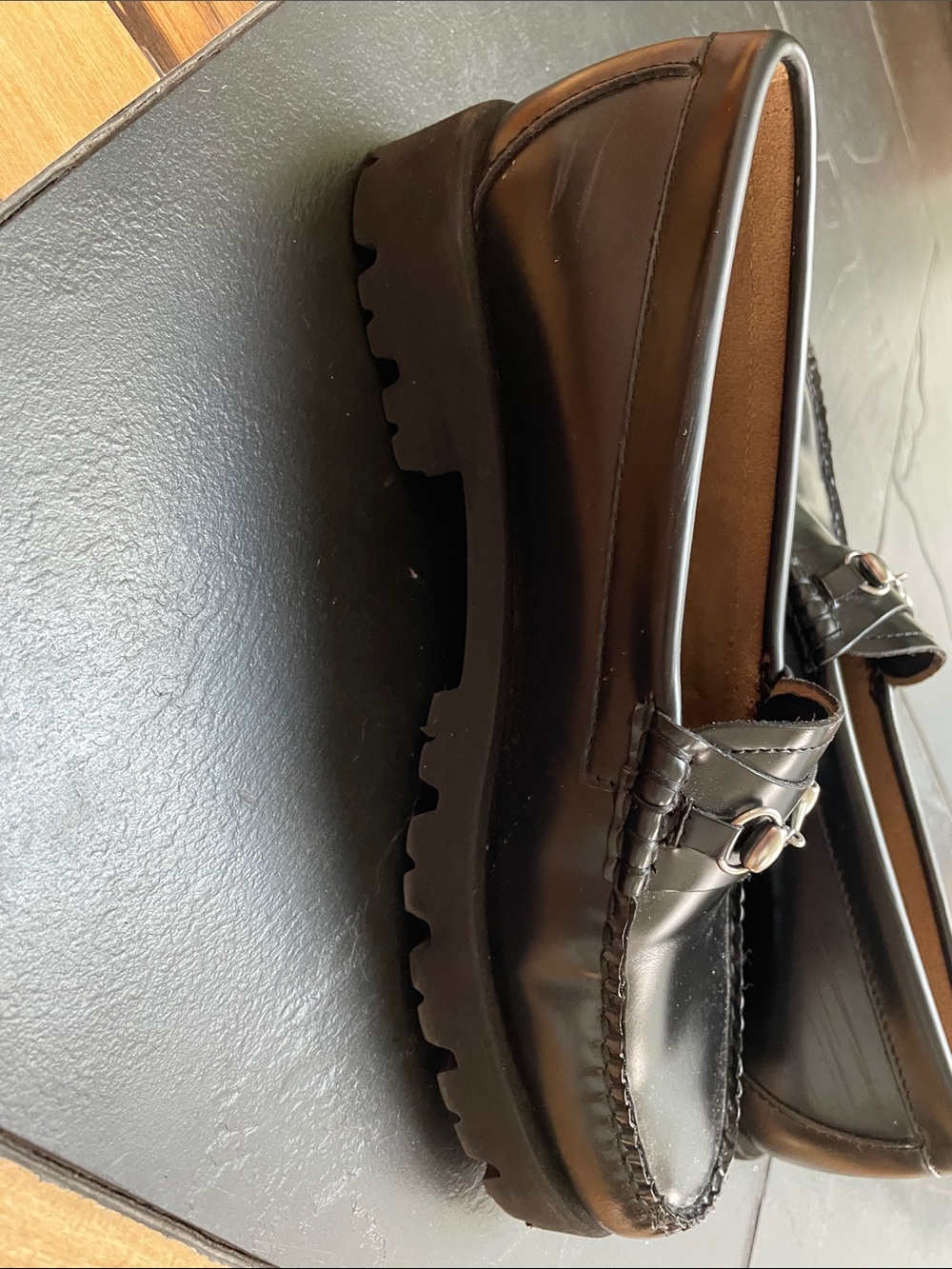 G.H. Bass Weejuns Black Leather Bit Loafers - Picture 8 of 9